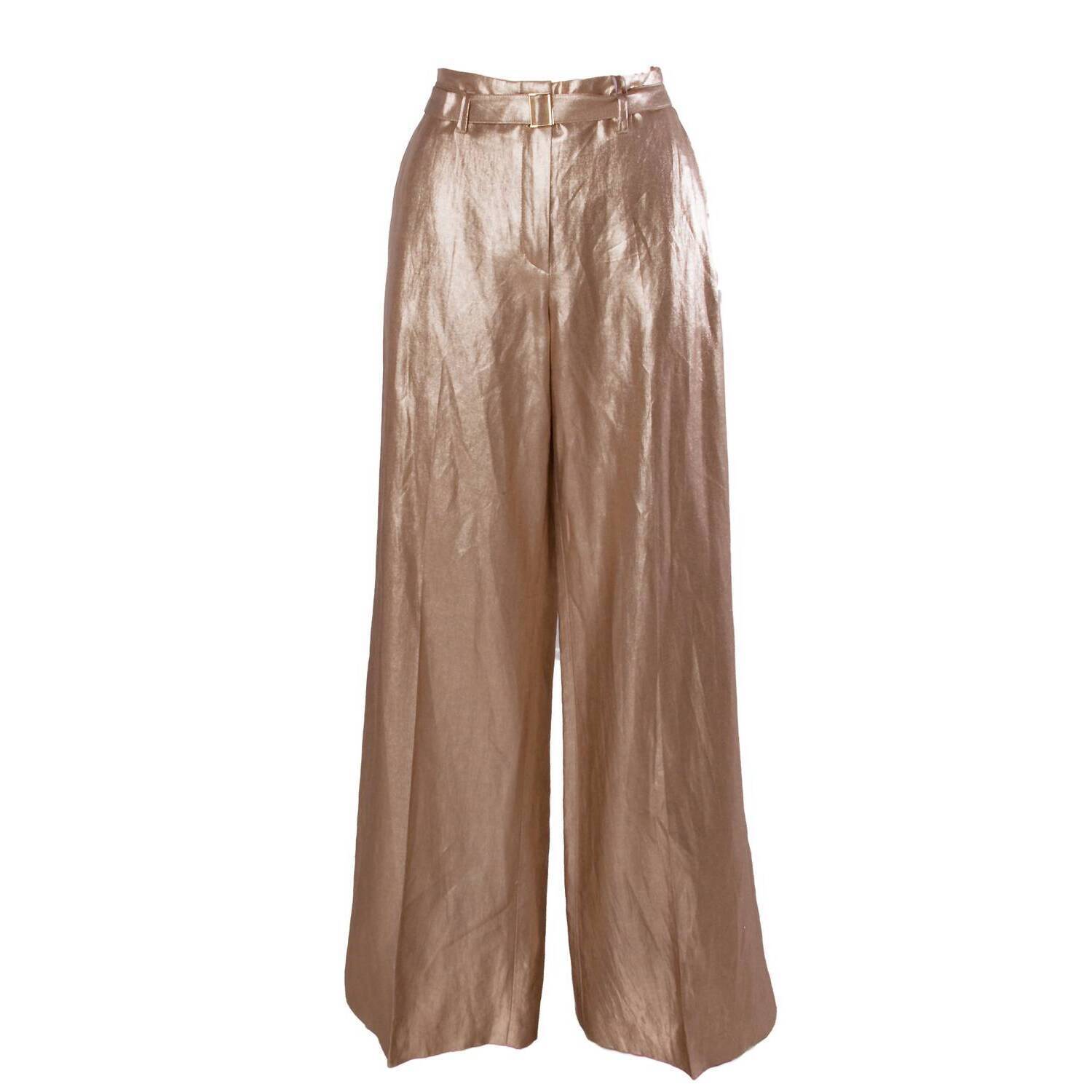 New Raffaello Rossi Women's Anais Foiled Linen Pants In Gold
